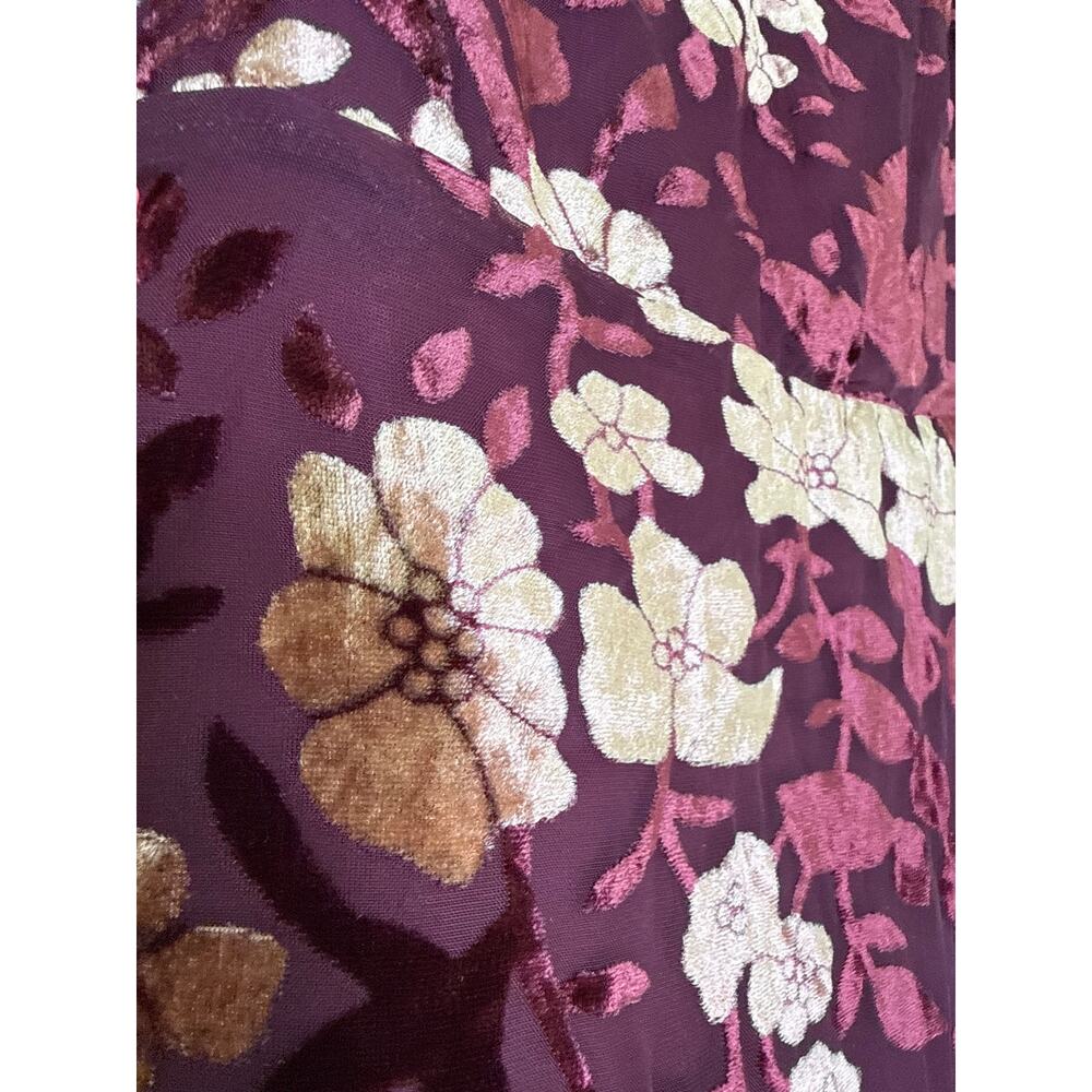 Lulus Effortless Celebration Burgundy Floral Burnout A-Line Dress Resort Small - Picture 6 of 10